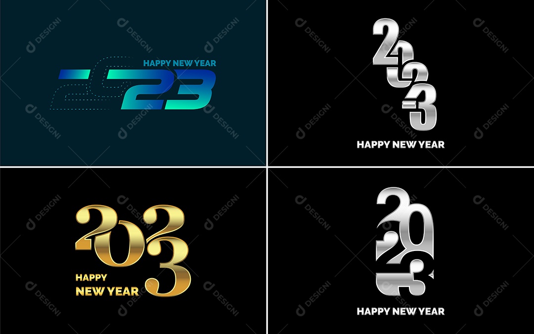 Logotipo 2023 Feliz Ano Novo Ilustração Vetor EPS