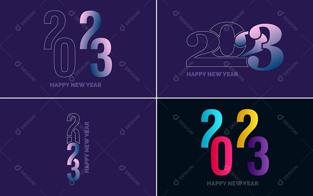 Logotipo 2023 Feliz Ano Novo Ilustração Vetor EPS