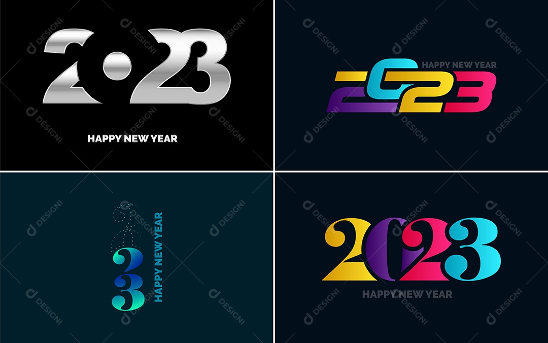 Logotipo 2023 Feliz Ano Novo Ilustração Vetor EPS