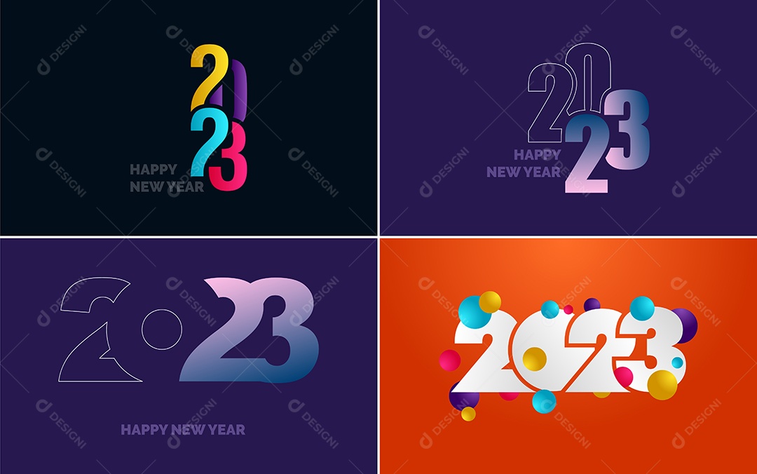 Logotipo 2023 Feliz Ano Novo Ilustração Vetor EPS