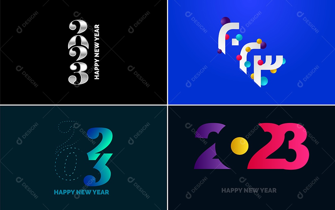Logotipo 2023 Feliz Ano Novo Ilustração Vetor EPS