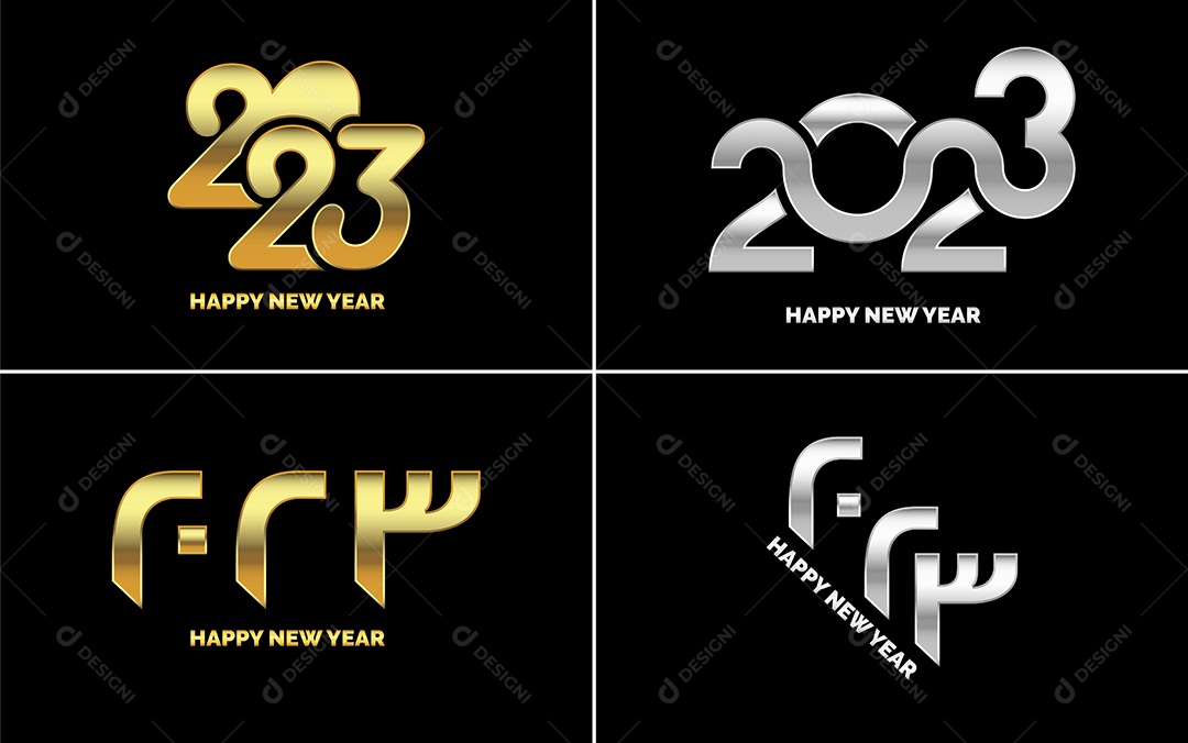 Logotipo 2023 Feliz Ano Novo Ilustração Vetor EPS