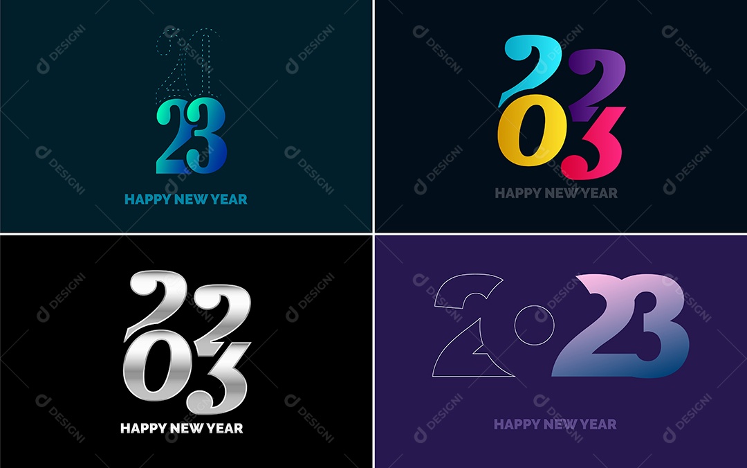 Logotipo 2023 Feliz Ano Novo Ilustração Vetor EPS