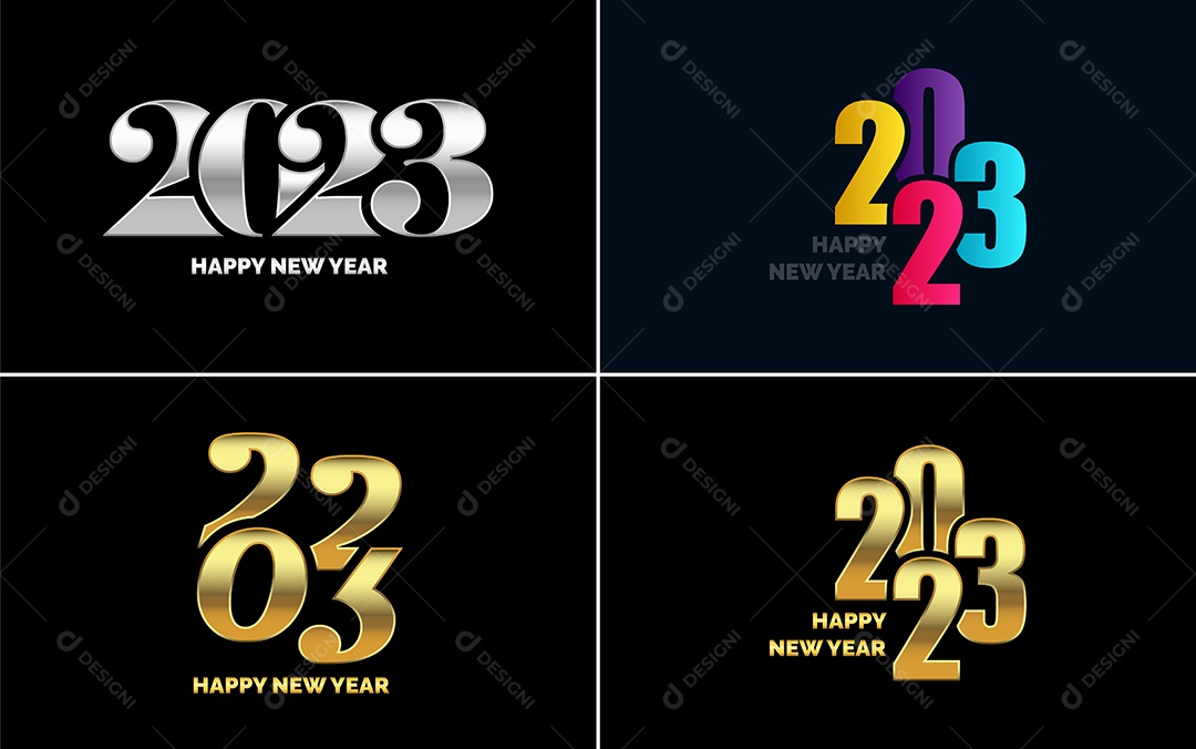 Logotipo 2023 Feliz Ano Novo Ilustração Vetor EPS