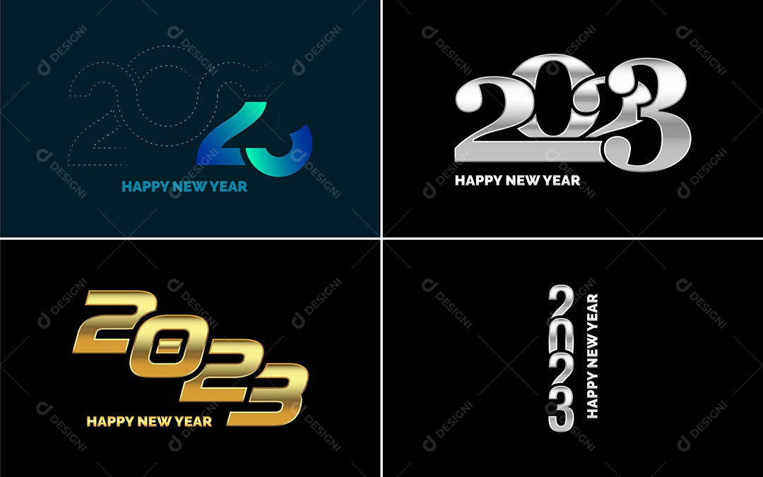 Logotipo 2023 Feliz Ano Novo Ilustração Vetor EPS