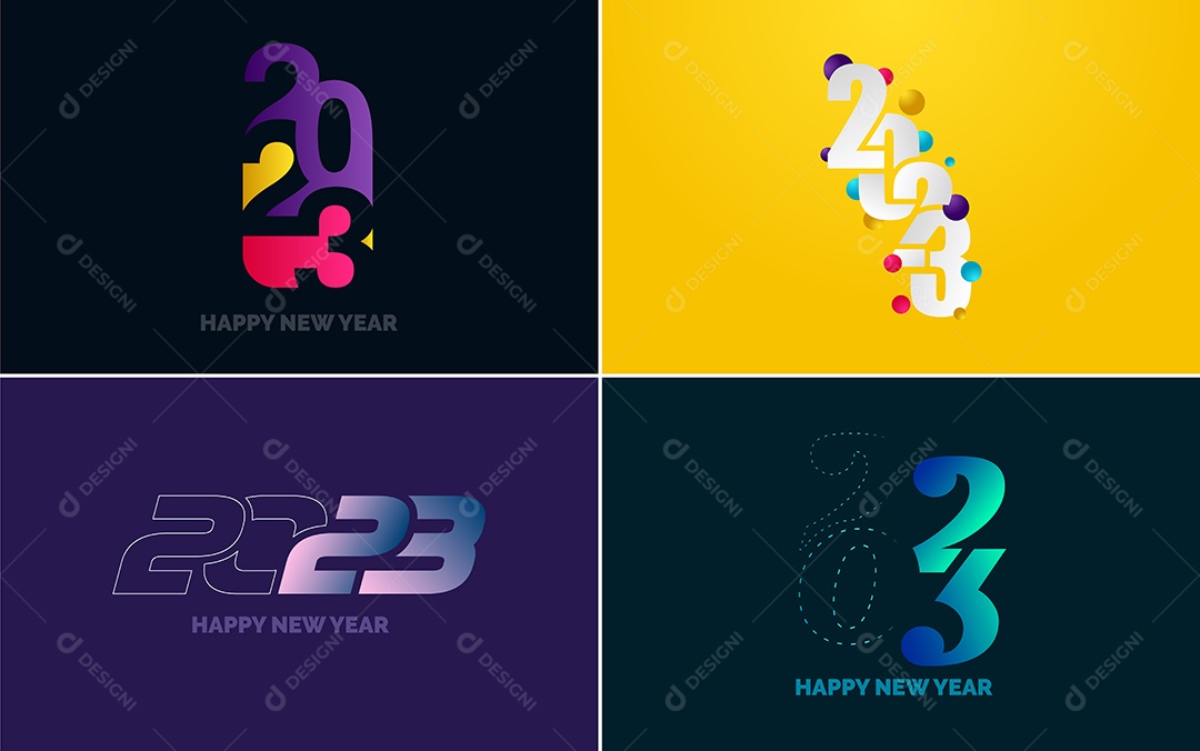 Logotipo 2023 Feliz Ano Novo Ilustração Vetor EPS