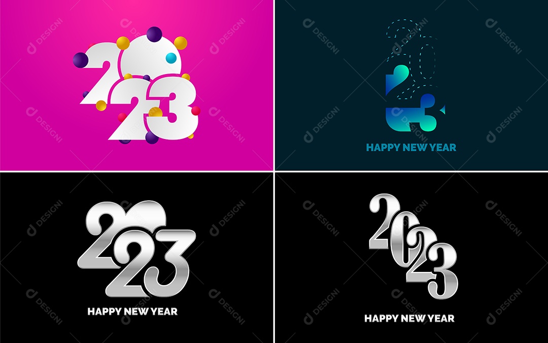 Logotipo 2023 Feliz Ano Novo Ilustração Vetor EPS