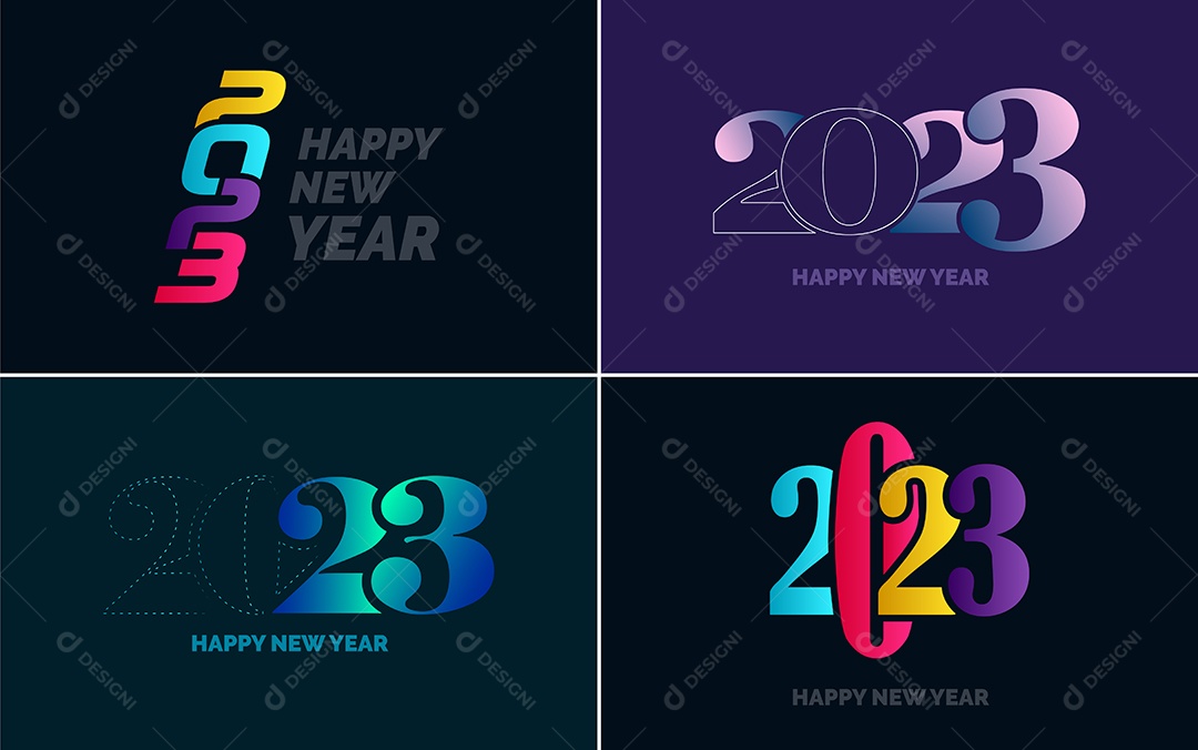 Logotipo 2023 Feliz Ano Novo Ilustração Vetor EPS