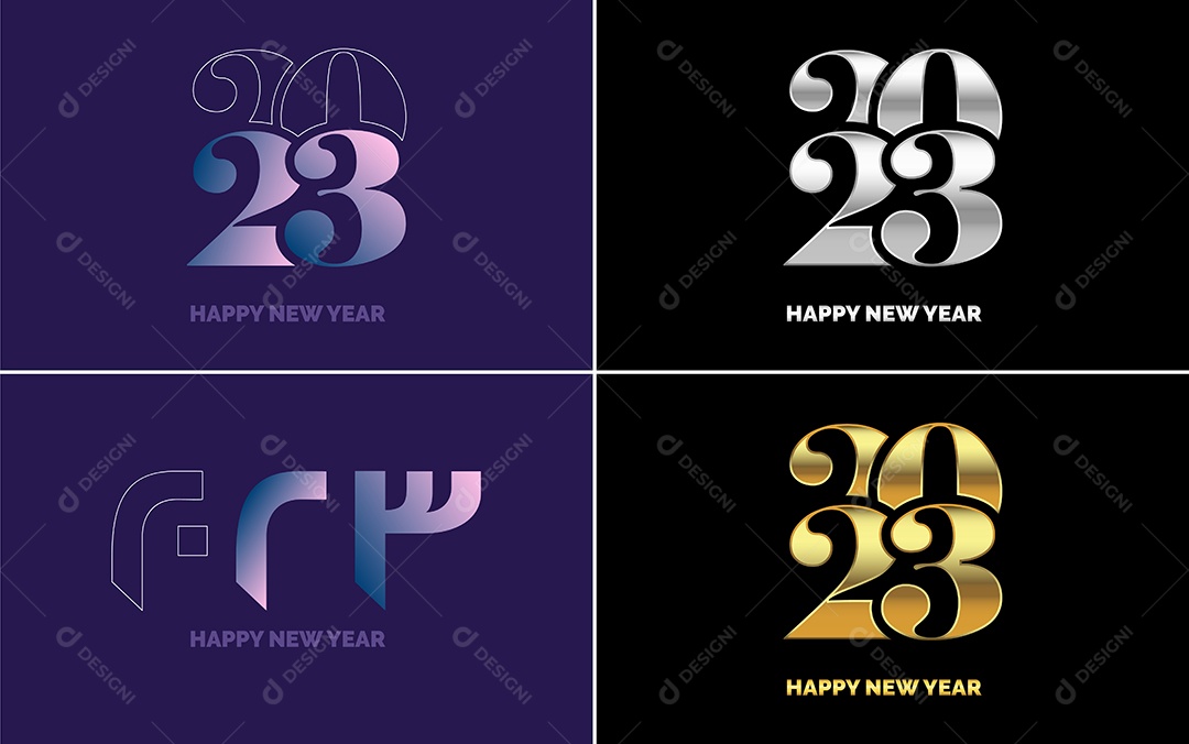 Logotipo 2023 Feliz Ano Novo Ilustração Vetor EPS