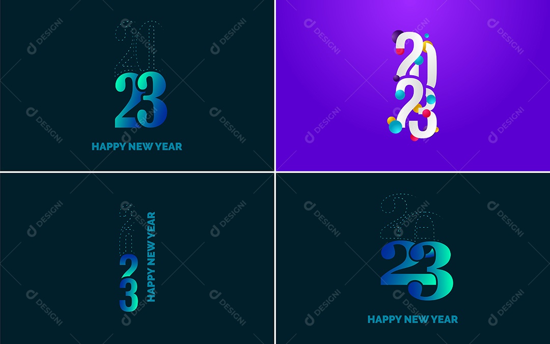 Logotipo 2023 Feliz Ano Novo Ilustração Vetor EPS