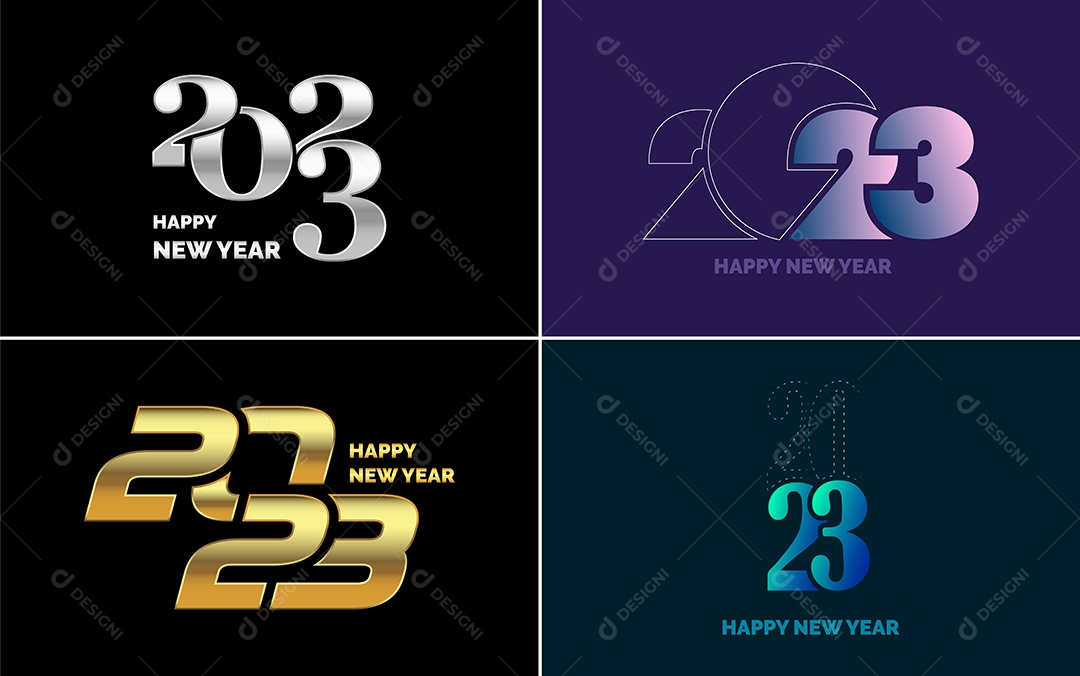 Logotipo 2023 Feliz Ano Novo Ilustração Vetor EPS