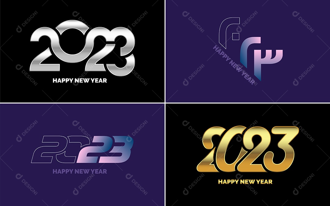 Logotipo 2023 Feliz Ano Novo Ilustração Vetor EPS