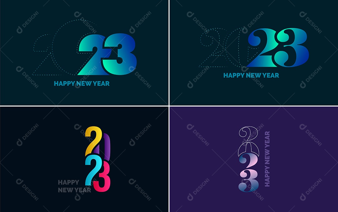 Logotipo 2023 Feliz Ano Novo Ilustração Vetor EPS