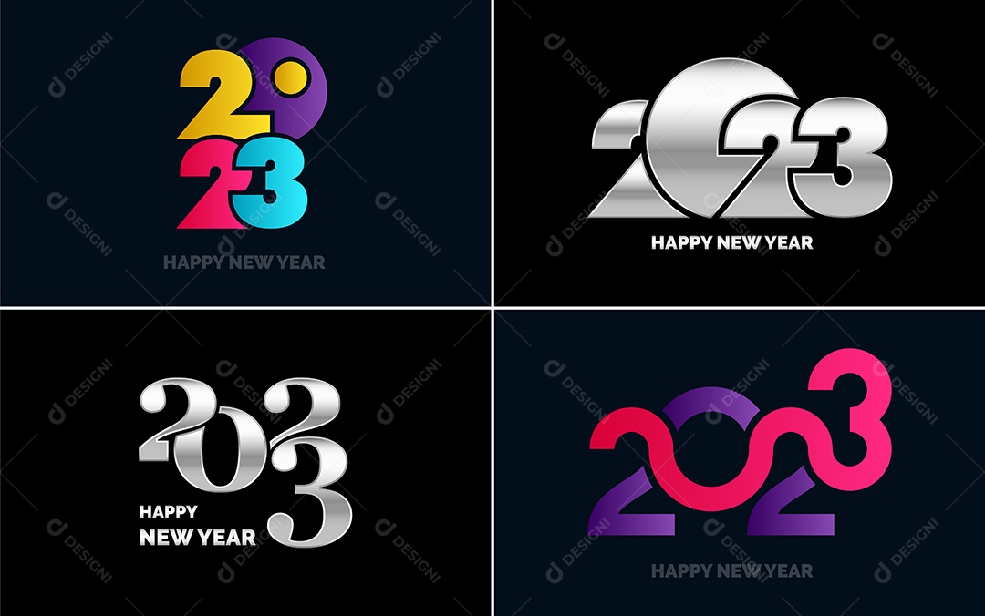 Logotipo 2023 Feliz Ano Novo Ilustração Vetor EPS