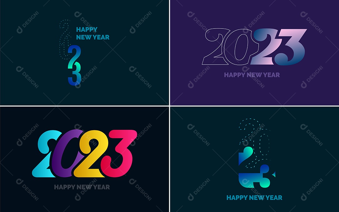 Logotipo 2023 Feliz Ano Novo Ilustração Vetor EPS