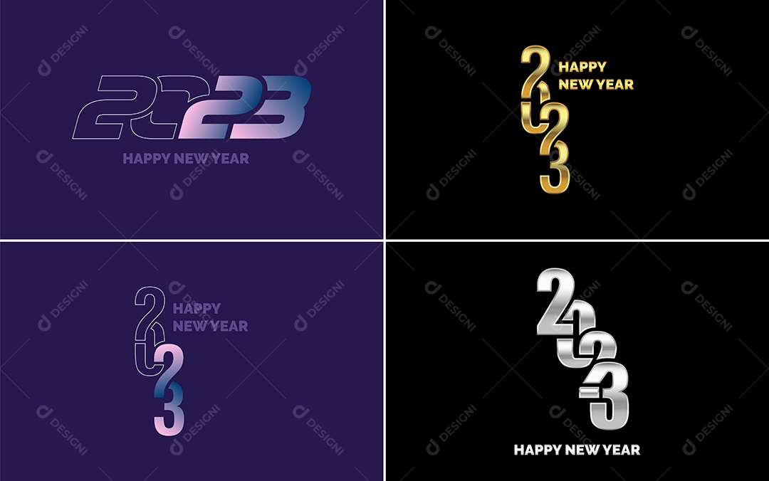 Logotipo 2023 Feliz Ano Novo Ilustração Vetor EPS
