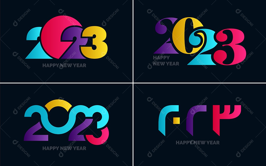 Logotipo 2023 Feliz Ano Novo Ilustração Vetor EPS