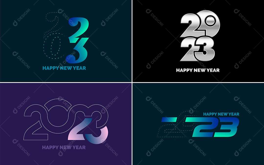 Logotipo 2023 Feliz Ano Novo Ilustração Vetor EPS