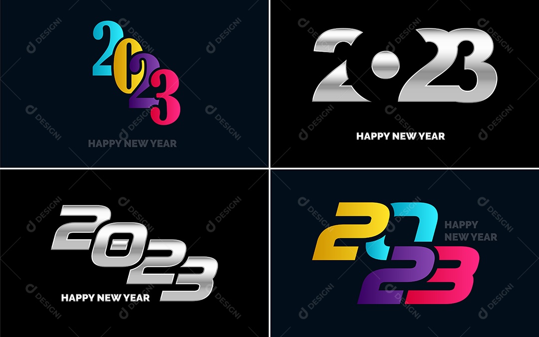 Logotipo 2023 Feliz Ano Novo Ilustração Vetor EPS