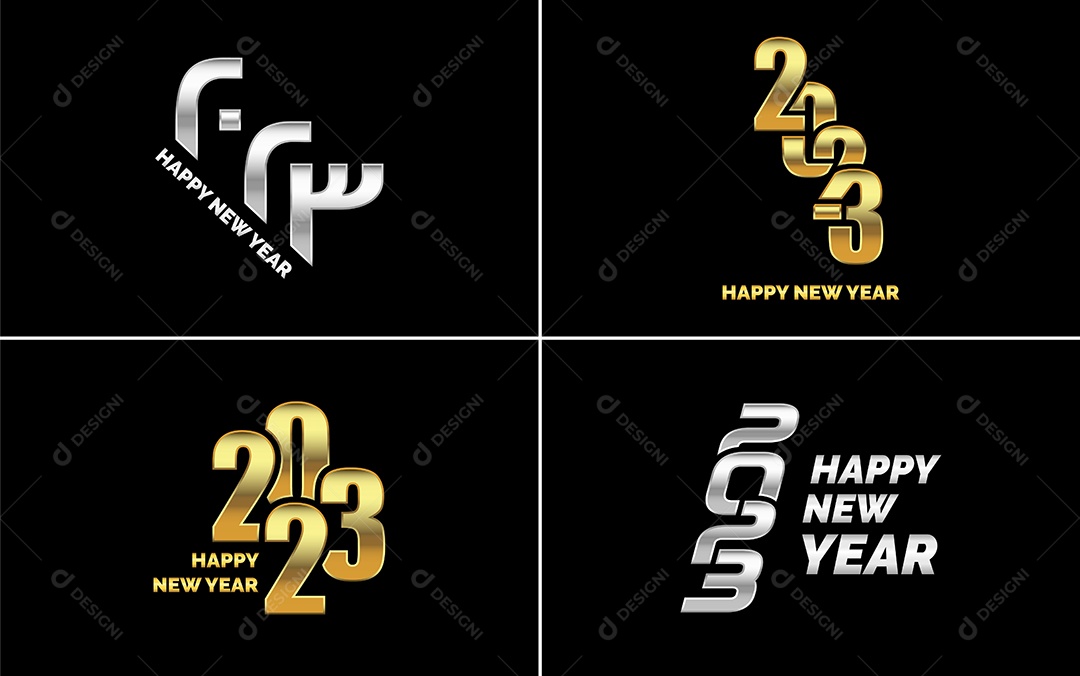 Logotipo 2023 Feliz Ano Novo Ilustração Vetor EPS