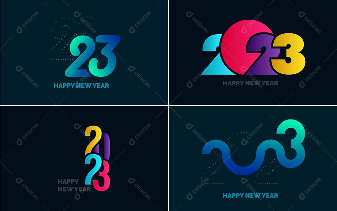 Logotipo 2023 Feliz Ano Novo Ilustração Vetor EPS
