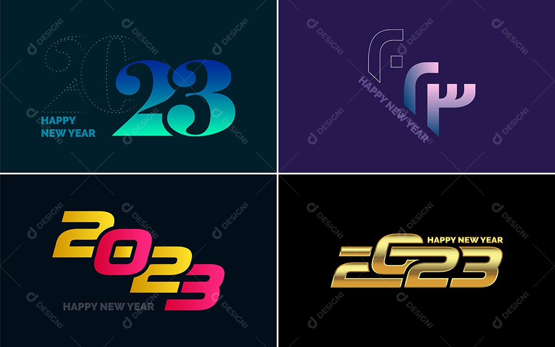 Logotipo 2023 Feliz Ano Novo Ilustração Vetor EPS