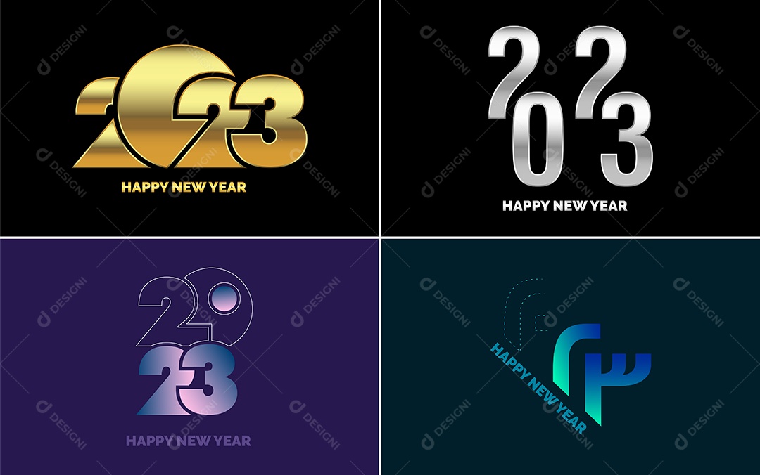 Logotipo 2023 Feliz Ano Novo Ilustração Vetor EPS