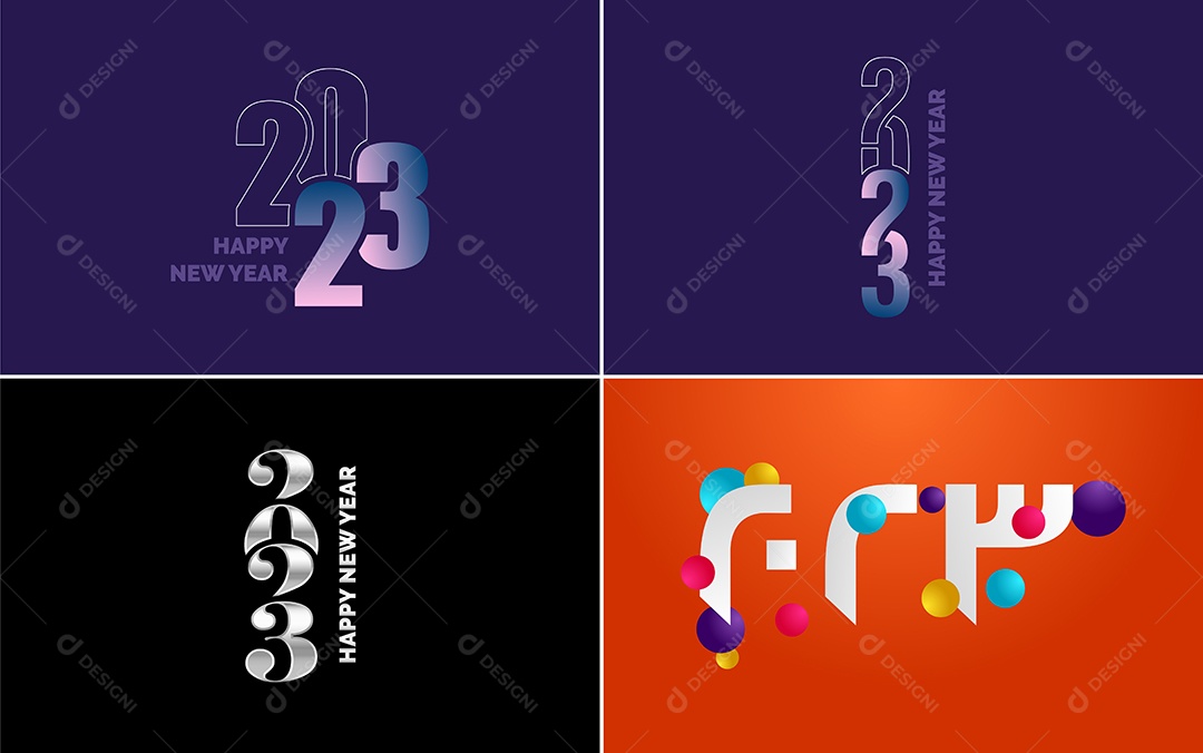 Logotipo 2023 Feliz Ano Novo Ilustração Vetor EPS