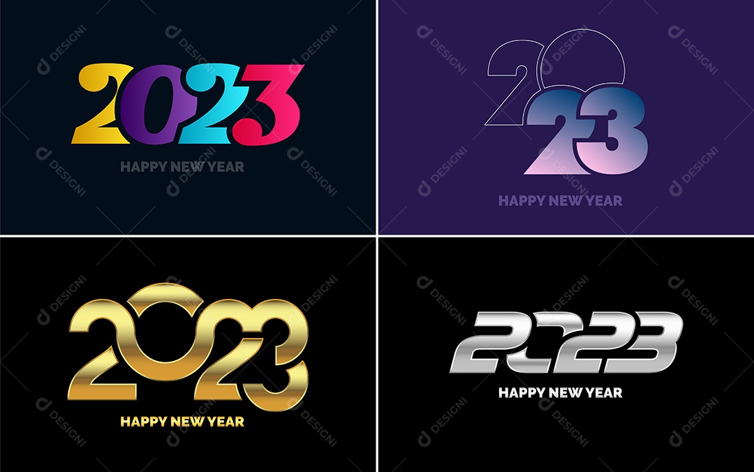 Logotipo 2023 Feliz Ano Novo Ilustração Vetor EPS