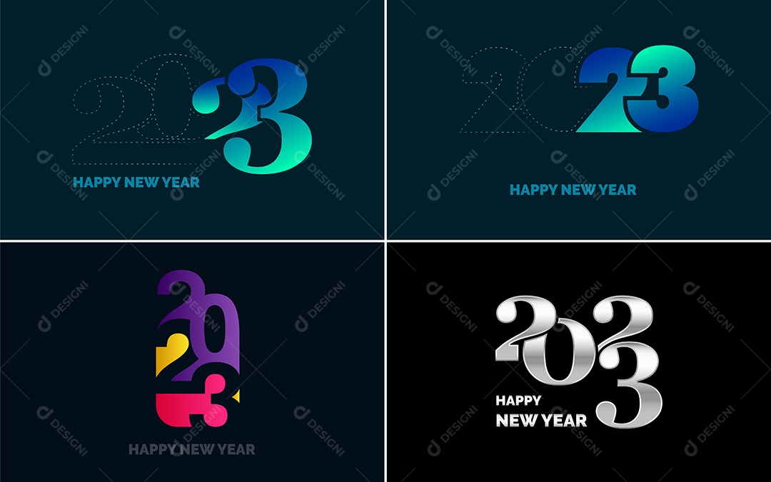 Logotipo 2023 Feliz Ano Novo Ilustração Vetor EPS