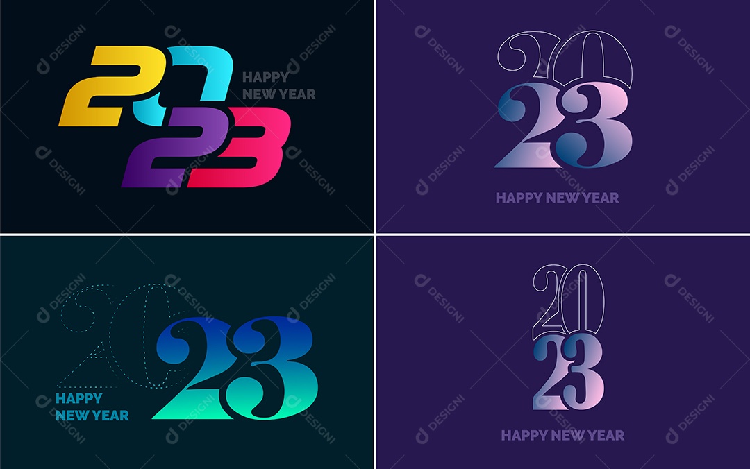 Logotipo 2023 Feliz Ano Novo Ilustração Vetor EPS
