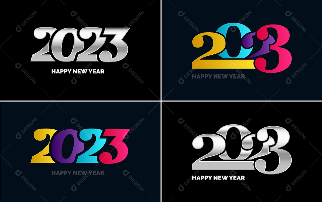 Logotipo 2023 Feliz Ano Novo Ilustração Vetor EPS