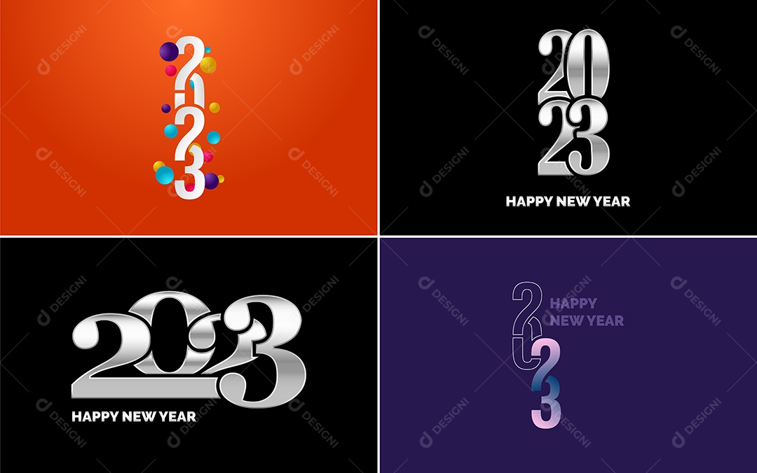 Logotipo 2023 Feliz Ano Novo Ilustração Vetor EPS