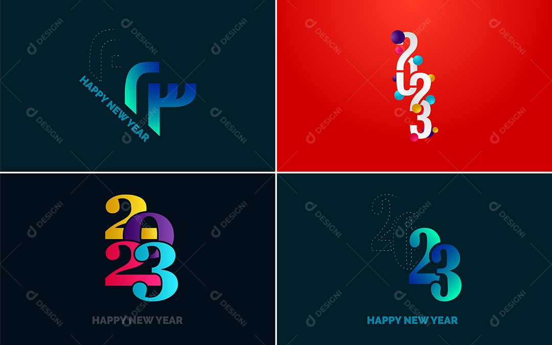 Logotipo 2023 Feliz Ano Novo Ilustração Vetor EPS