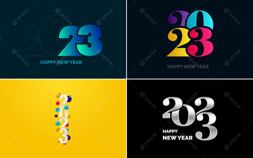 Logotipo 2023 Feliz Ano Novo Ilustração Vetor EPS