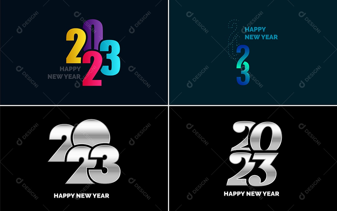 Logotipo 2023 Feliz Ano Novo Ilustração Vetor EPS