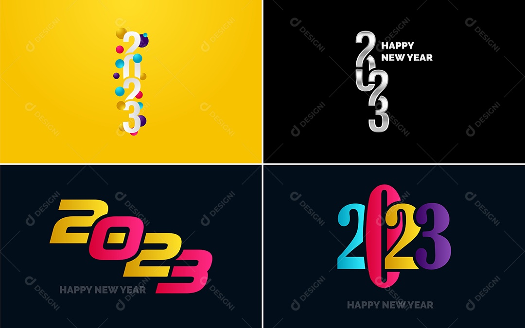 Logotipo 2023 Feliz Ano Novo Ilustração Vetor EPS