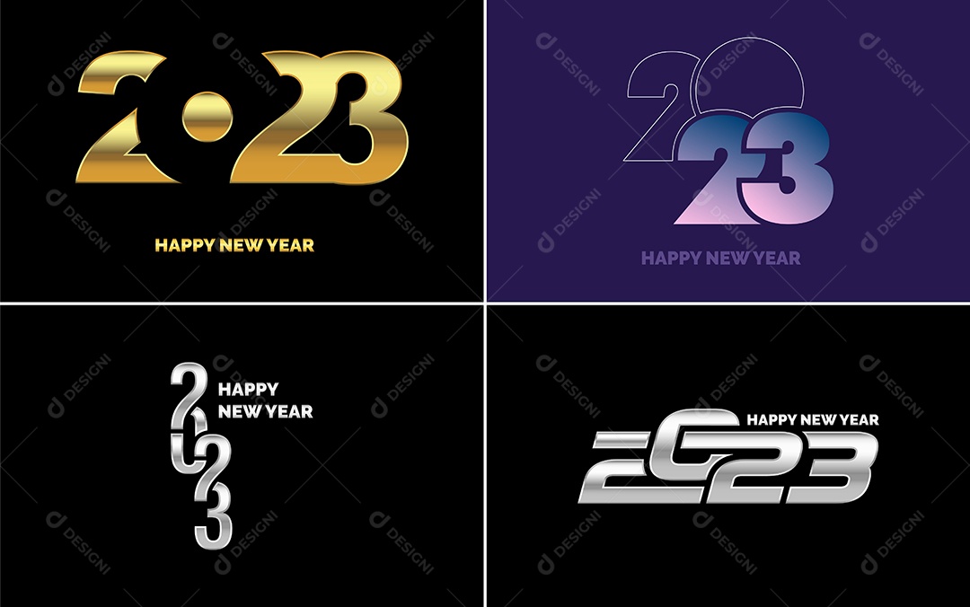 Logotipo 2023 Feliz Ano Novo Ilustração Vetor EPS