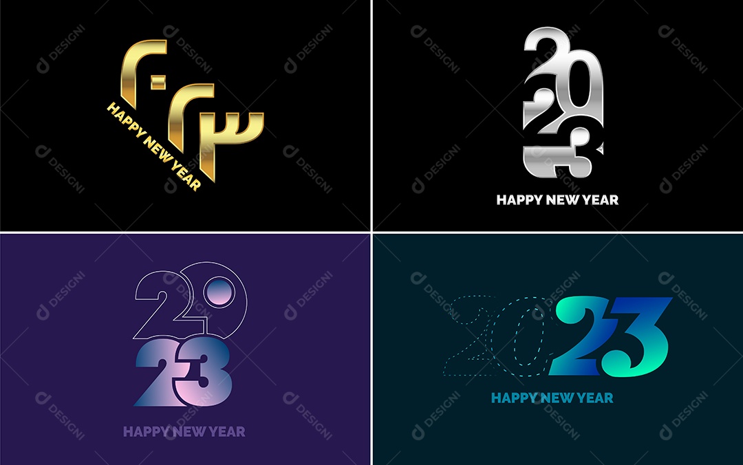 Logotipo 2023 Feliz Ano Novo Ilustração Vetor EPS