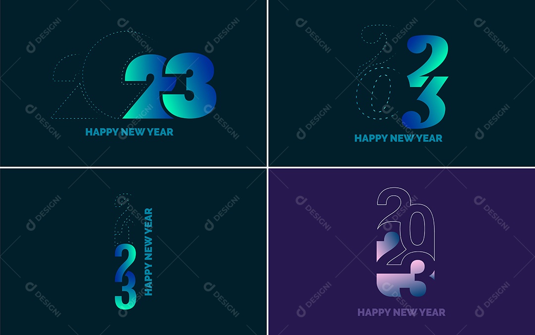 Logotipo 2023 Feliz Ano Novo Ilustração Vetor EPS