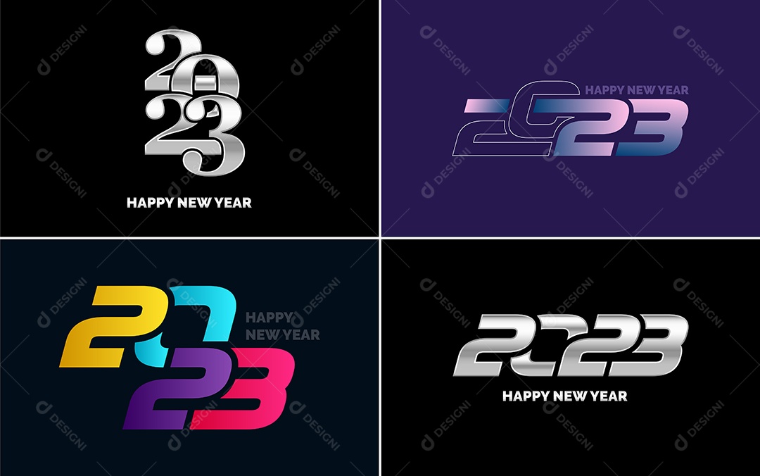 Logotipo 2023 Feliz Ano Novo Ilustração Vetor EPS