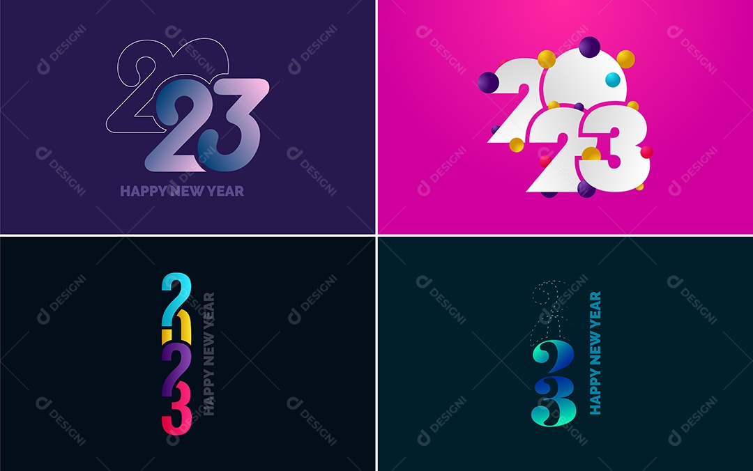 Logotipo 2023 Feliz Ano Novo Ilustração Vetor EPS