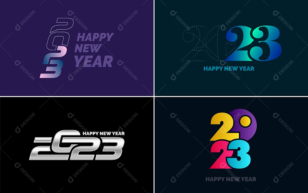Logotipo 2023 Feliz Ano Novo Ilustração Vetor EPS