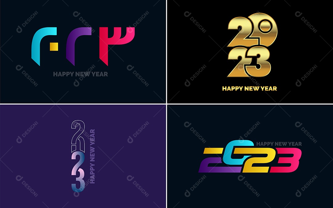 Logotipo 2023 Feliz Ano Novo Ilustração Vetor EPS