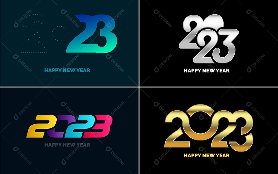 Logotipo 2023 Feliz Ano Novo Ilustração Vetor EPS