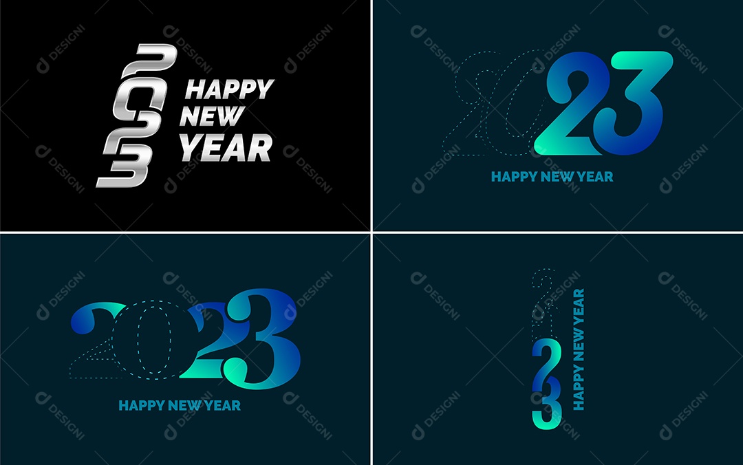 Logotipo 2023 Feliz Ano Novo Ilustração Vetor EPS