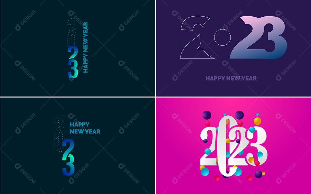 Logotipo 2023 Feliz Ano Novo Ilustração Vetor EPS