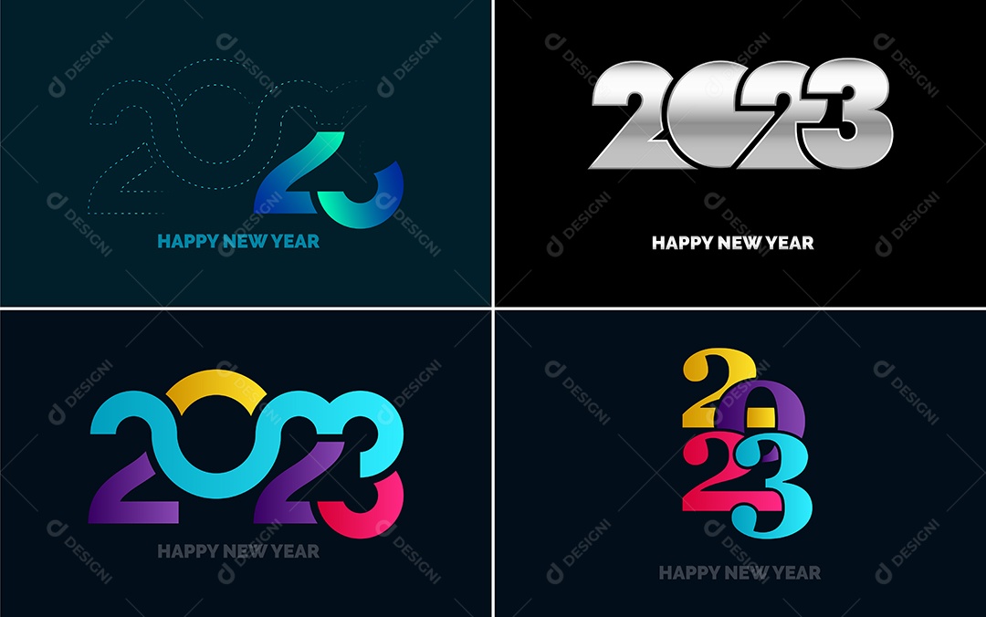 Logotipo 2023 Feliz Ano Novo Ilustração Vetor EPS