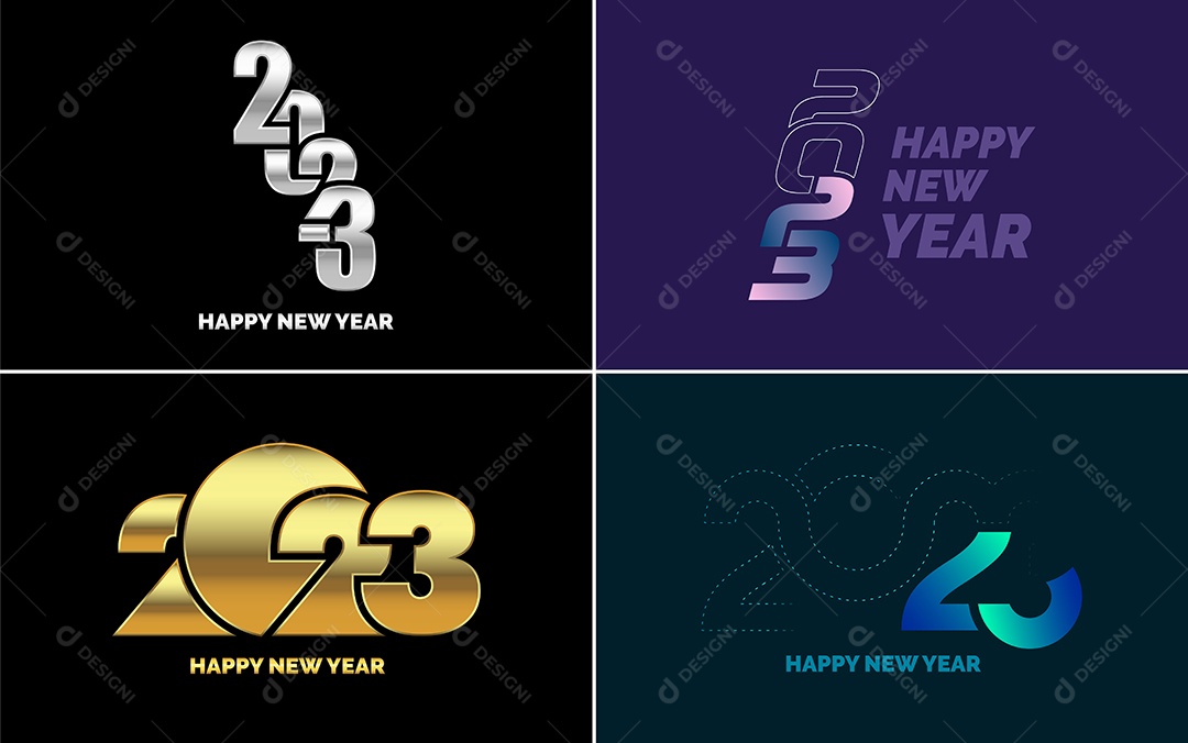 Logotipo 2023 Feliz Ano Novo Ilustração Vetor EPS