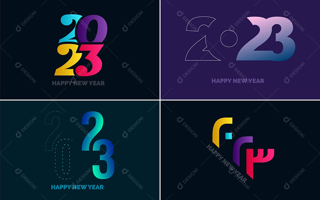 Logotipo 2023 Feliz Ano Novo Ilustração Vetor EPS
